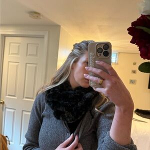 Rex Rabbit Fur Double Loop Infinity Scarf